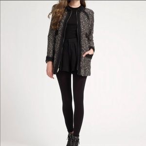 Zip up tweed coat